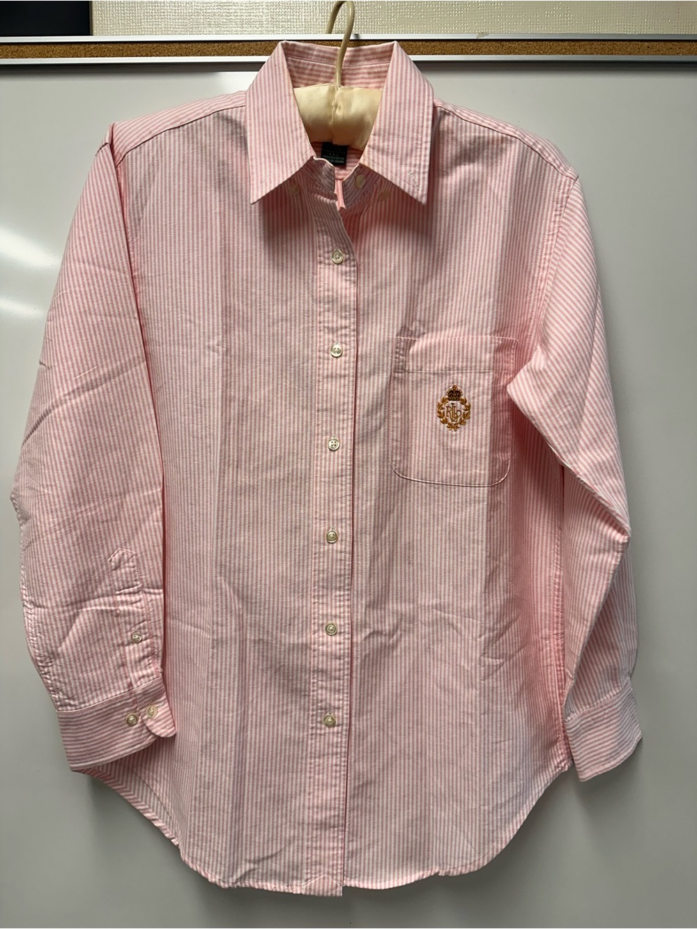 Ralph Lauren Women Pink & White Striped Button-Down Shirt